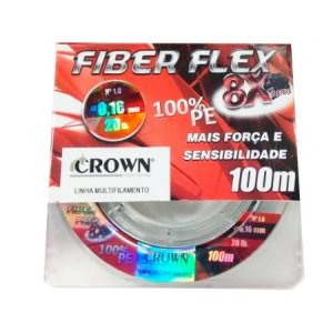 Linha Multifilamento 0.16mm Crown Fiber Flex 8X Polietileno 100m